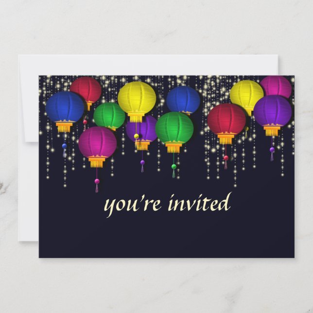 Colourful Lantern Party Invitation (Front)