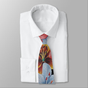 colourful large lily flower pattern floral art tie