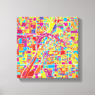 Colourful Las Vegas, Nevada Map Canvas Print