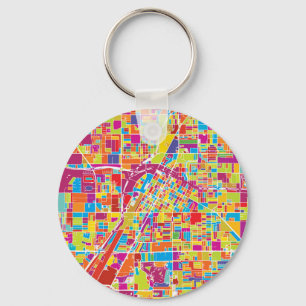 Colourful Las Vegas, Nevada Map Keychain