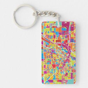 Colourful Las Vegas, Nevada Map Keychain