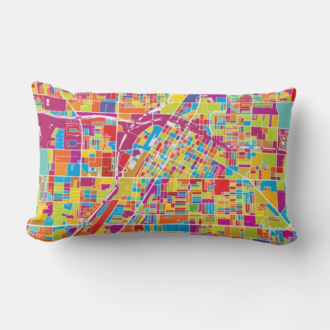 Colourful Las Vegas, Nevada Map Lumbar Pillow (Front)