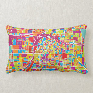 Colourful Las Vegas, Nevada Map Lumbar Pillow
