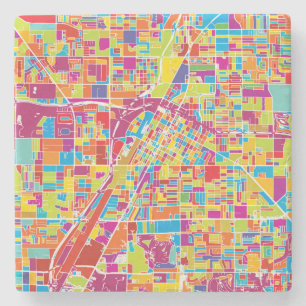 Colourful Las Vegas, Nevada Map Stone Coaster
