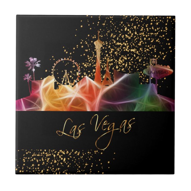 Colourful Las Vegas Skyline Tile (Front)