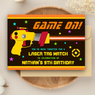 Colourful Laser Tag Kids Birthday Party Invitation