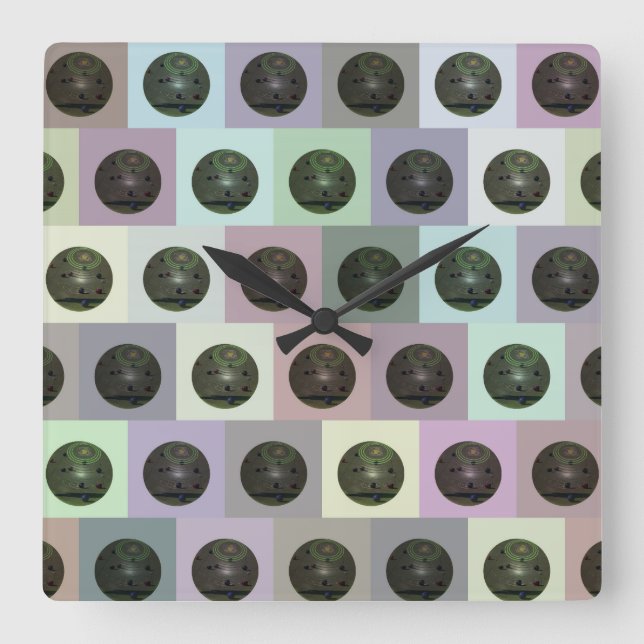 Colourful Lawn Bowls Pattern, Square Wall Clock (Front)