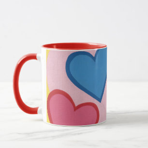 Colourful Layered Hearts Mugs and Cups