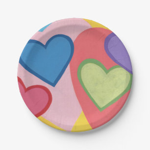 Colourful Layered Hearts Paper Plates