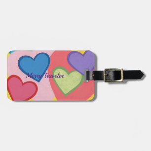Colourful Layered Hearts Personalized Luggage Tags