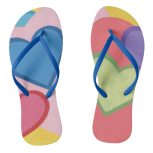 Colourful Layered Hearts Trendy Flip Flops