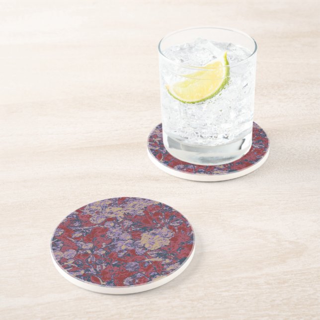 Colourful leaf and flower camouflage pattern coaster (Side)