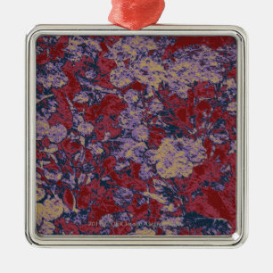 Colourful leaf and flower camouflage pattern metal ornament