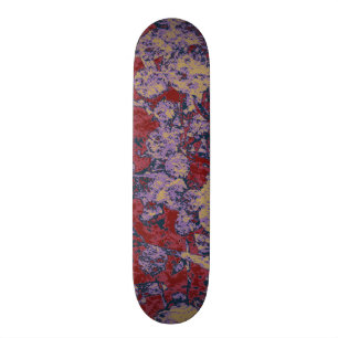 Colourful leaf and flower camouflage pattern skateboard