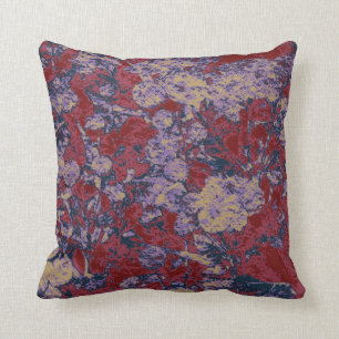 Colourful leaf and flower camouflage pattern throw pillow