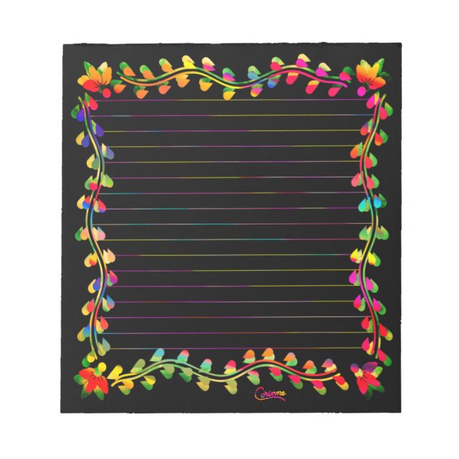 Colourful Leaf Border - 5.5" x 6" Notepad (Front)