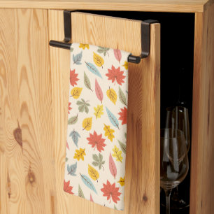 Colourful Leaf Fall Pattern Kitchen Towel