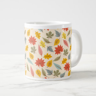 Colourful Leaf Fall Pattern Large Coffee Mug