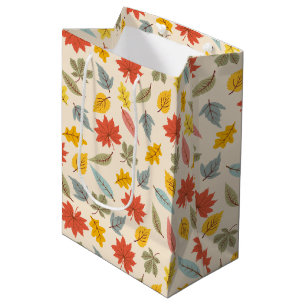 Colourful Leaf Fall Pattern Medium Gift Bag
