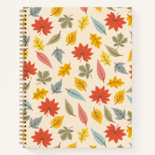 Colourful Leaf Fall Pattern Notebook