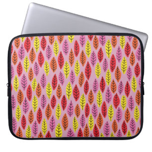 Colourful Leaf Leaves Pink Pattern Laptop Sleeve