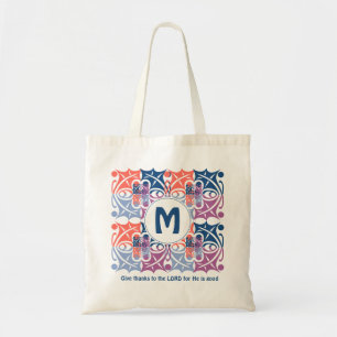 Colourful LEAF Pattern Monogram Scripture Tote Bag