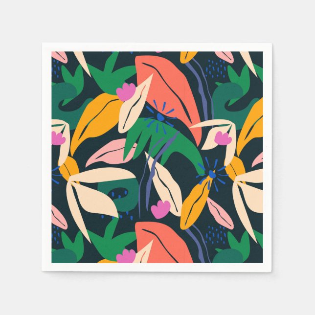 Colourful leaf pattern napkin (Front)