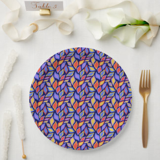 Colourful Leaf Pattern Paper Plate