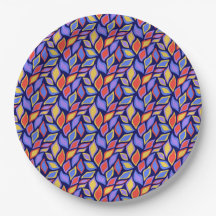 Colourful Leaf Pattern Paper Plate