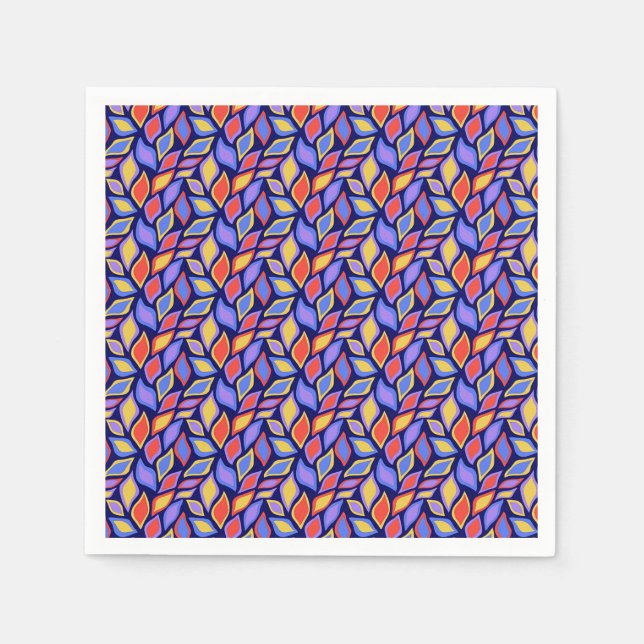 Colourful Leaf Pattern Party Napkin (Front)
