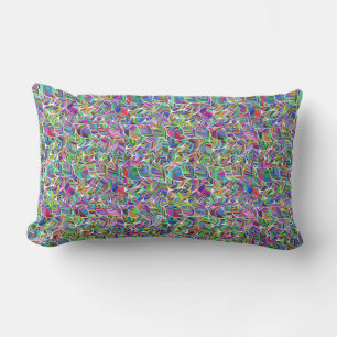 Colourful Leaf Pattern Reversible Boho Throw Pillo Lumbar Pillow