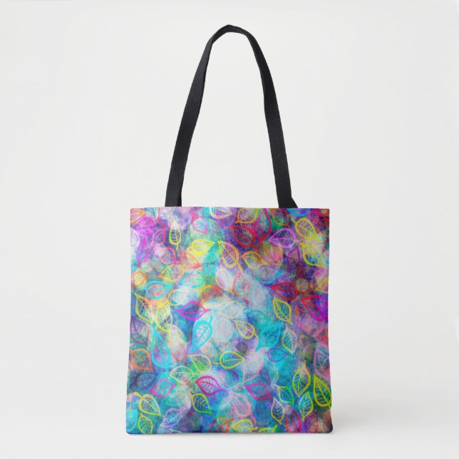 Colourful Leafs Pattern Tote Bag (Front)