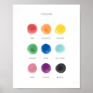 Colourful learning colours educational poster