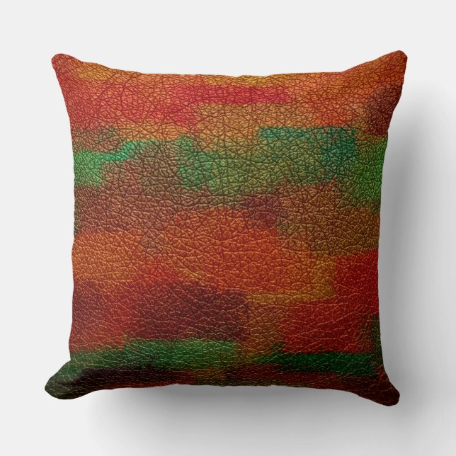 Colourful Leather Look Throw Pillow (Front)