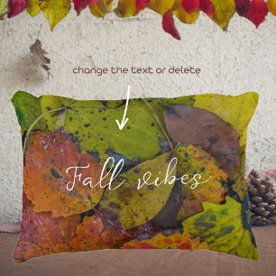 Colourful leaves after rain accent pillow