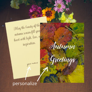 Colourful leaves after rain card