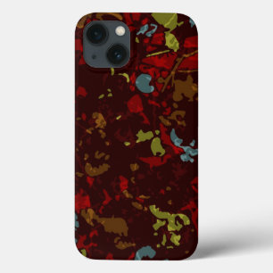 Colourful leaves and flowers against camouflage iPhone 13 case