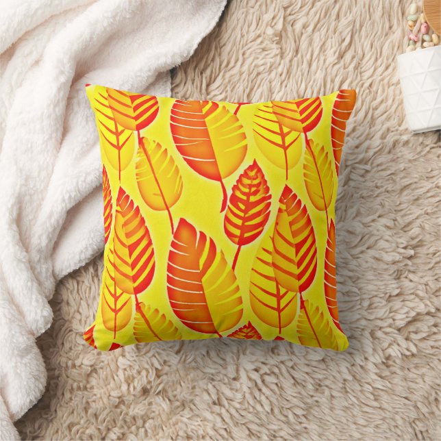 Colourful Leaves Elegance Pattern Throw Pillow (Blanket)