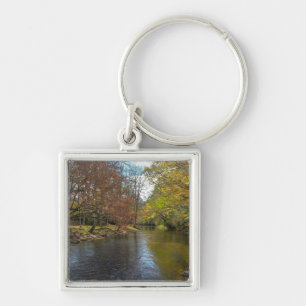Colourful Leaves Fall Reflections on Autumn Stream Keychain