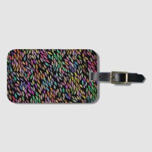 Colourful Leaves Feathers Watercolor Pattern Luggage Tag
