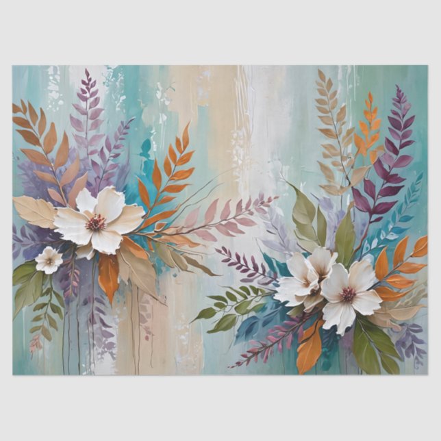 Colourful Leaves Floral-Abstract Beachy Tissue Paper (Front)