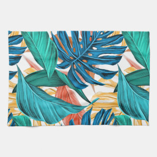 Colourful leaves kitchen towel
