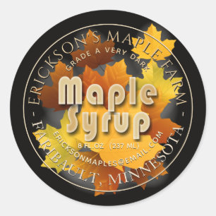 Colourful Leaves Maple Syrup Customizable Label