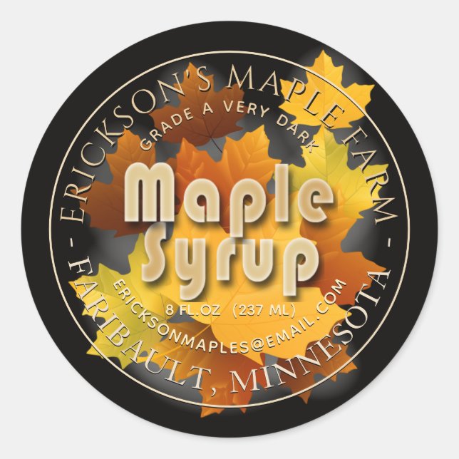 Colourful Leaves Maple Syrup Customizable Label (Front)