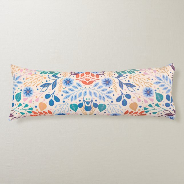 Colourful Leaves Modern Foliage Pattern Body Pillow (Front)