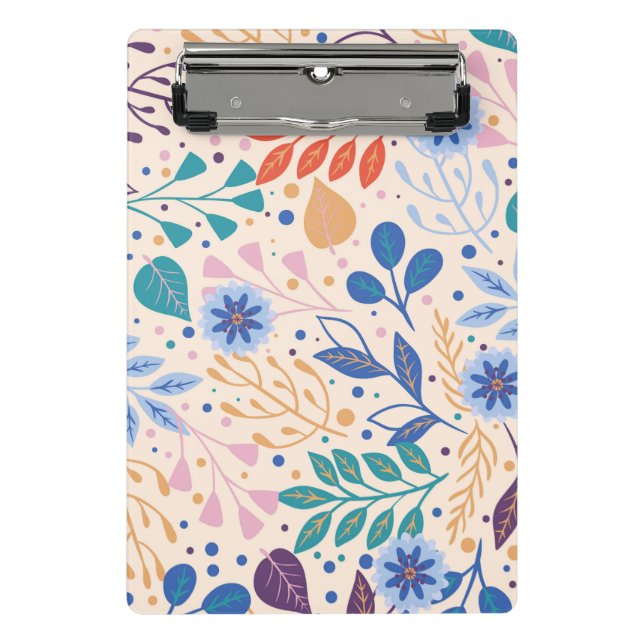 Colourful Leaves Modern Foliage Pattern Mini Clipboard (Front)