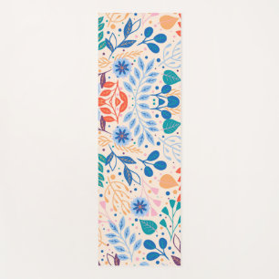 Colourful Leaves Modern Foliage Pattern Yoga Mat