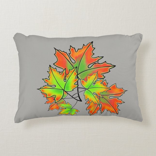 Colourful leaves Multicolored Maple Leaves Accent Pillow (Front)