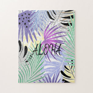 Colourful leaves palm trees tropical jigsaw puzzle