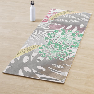 Colourful leaves palm trees tropical  yoga mat